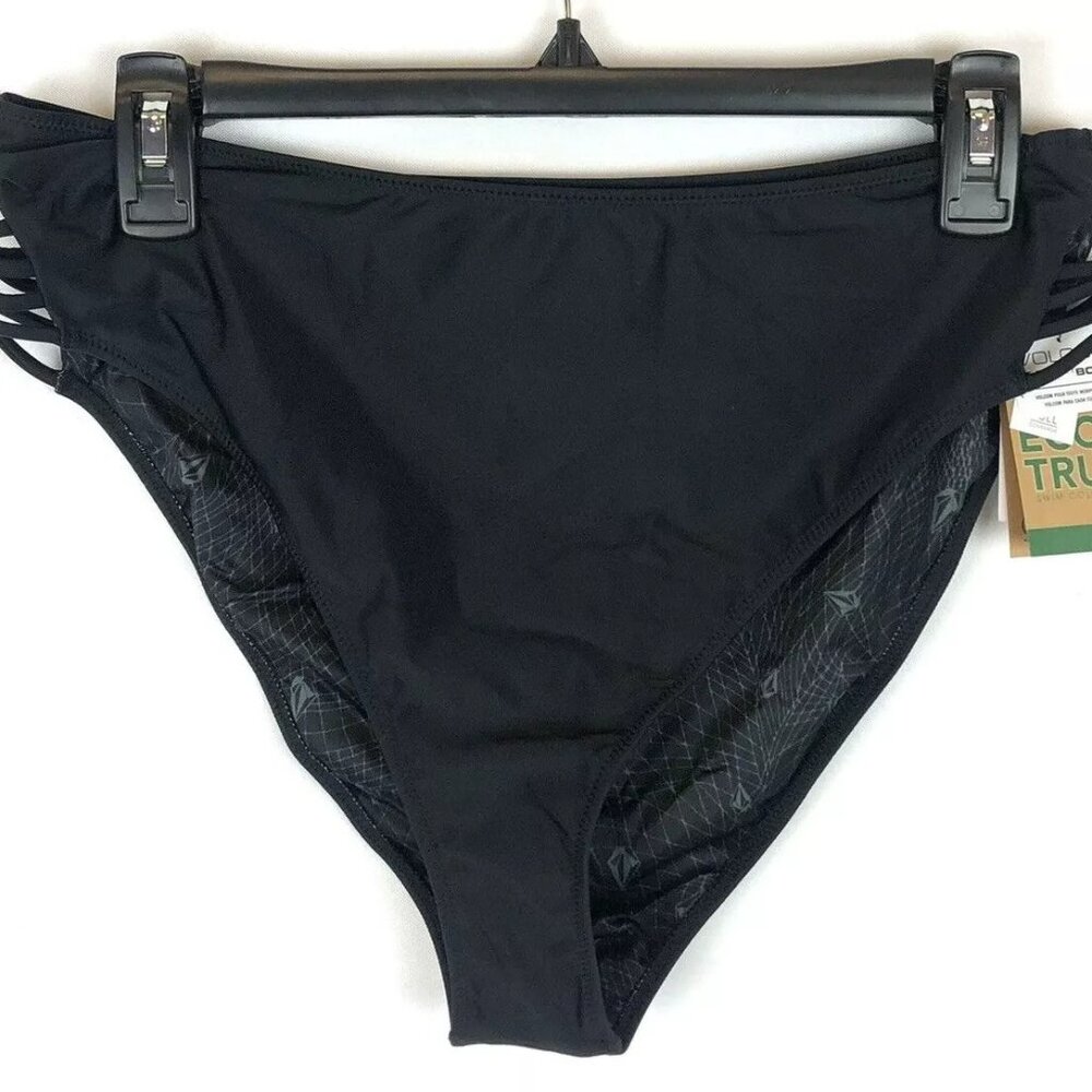 Volcom Women’s Simply Solid Black Retro Bikini Bottom XL